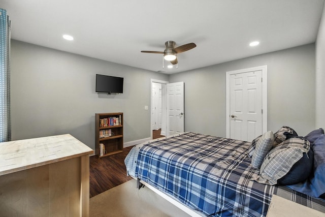 2S404 Emerald Green Dr Unit 44-H, Warrenville, IL 60555 - bedroom with recessed lighting, dark wood-style floors, and a ceiling fan