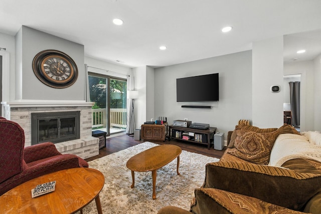2S404 Emerald Green Dr Unit 44-H, Warrenville, IL 60555 - living area with wood finished floors, a fireplace, and recessed lighting