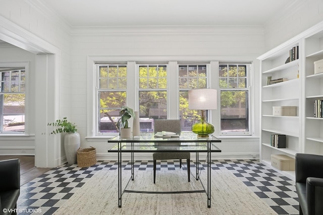 3120 N Sheridan Rd Unit A1, Chicago, IL 60657 - office space featuring crown molding, tile patterned floors, and built in features