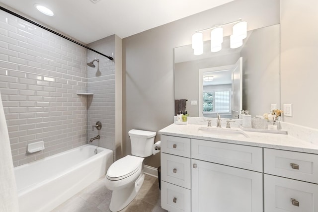 3828 Venard Rd, Downers Grove, IL 60515 - bathroom with tile patterned flooring, vanity, and shower / bath combination