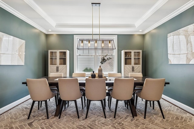 3828 Venard Rd, Downers Grove, IL 60515 - dining area featuring a raised ceiling and ornamental molding