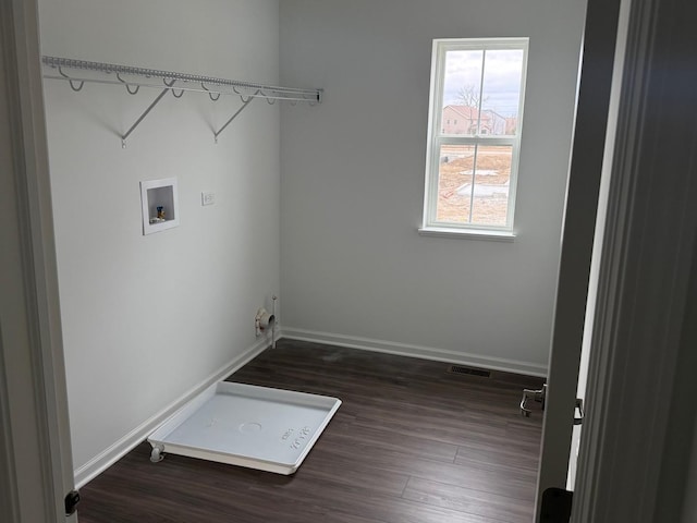 219 Rhinebeck Way, Algonquin, IL 60102 - laundry room featuring dark wood-style floors, baseboards, and hookup for a washing machine