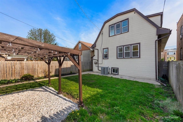 4846 W Roscoe St, Chicago, IL 60641 - rear view of property featuring a pergola, central AC, and a patio