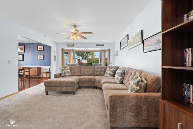 1245 W Lotus Ln, Kankakee, IL 60901 - living area with carpet floors and a ceiling fan