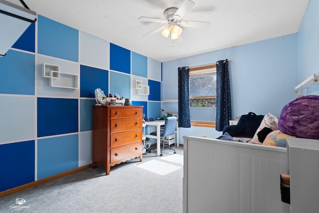 1245 W Lotus Ln, Kankakee, IL 60901 - bedroom with carpet, a desk, and a ceiling fan