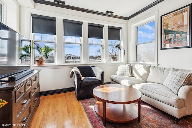 4337 N Troy St Unit 3W, Chicago, IL 60618 - living room with light wood-type flooring, crown molding, and baseboards