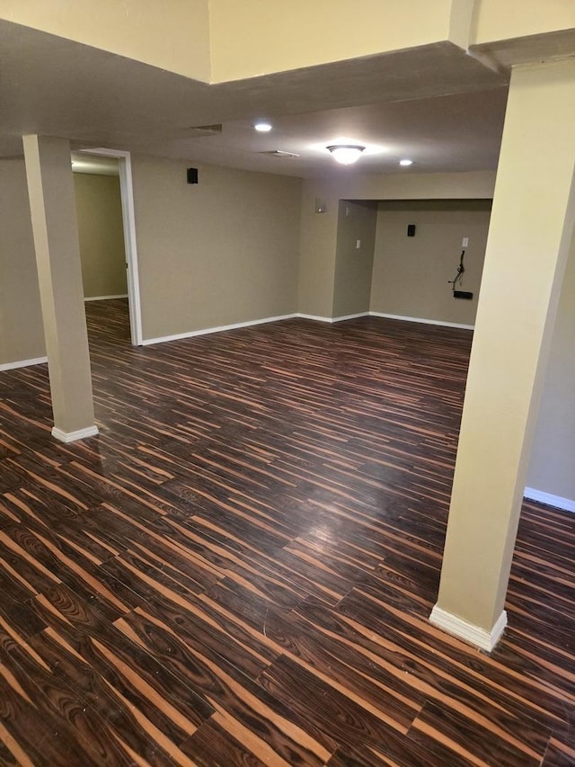 17506 Bernadine St, Lansing, IL 60438 - finished basement with dark wood-type flooring, baseboards, and recessed lighting
