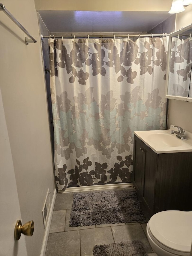 17506 Bernadine St, Lansing, IL 60438 - full bath with vanity, toilet, curtained shower, and tile patterned flooring
