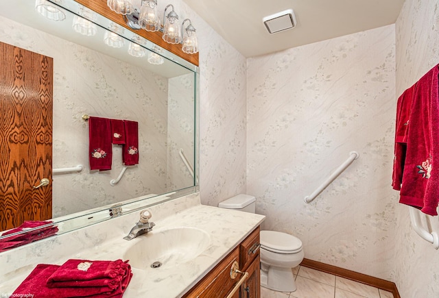 18633 Swan Dr, Mokena, IL 60448 - bathroom with vanity, toilet, tile patterned floors, and baseboards