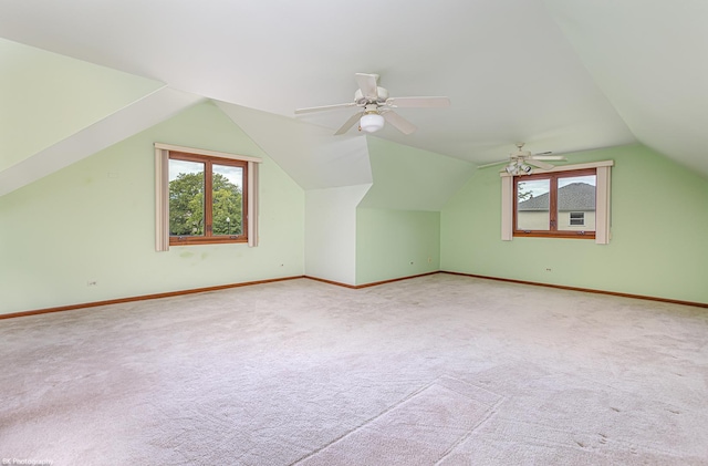 18633 Swan Dr, Mokena, IL 60448 - additional living space with carpet flooring, plenty of natural light, lofted ceiling, and a ceiling fan