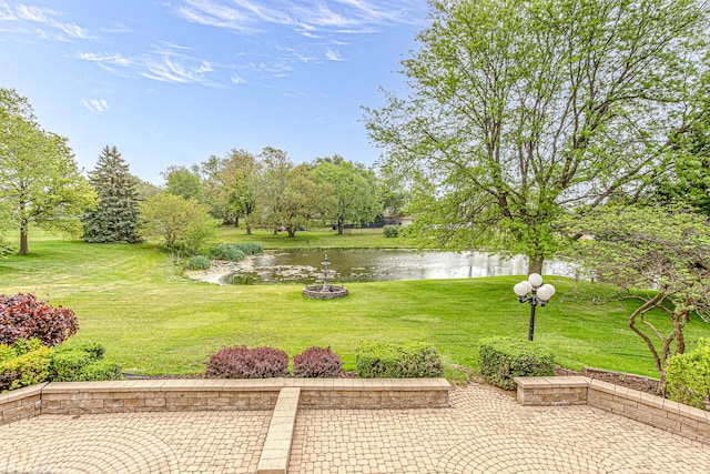 18633 Swan Dr, Mokena, IL 60448 - view of green lawn with a water view and a patio