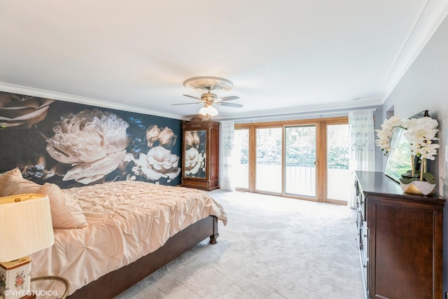 69 Graymoor Ln, Olympia Fields, IL 60461 - bedroom with access to outside, carpet flooring, ornamental molding, and ceiling fan