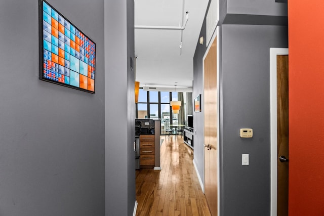 1000 W Leland St Unit 9B, Chicago, IL 60640 - hall featuring hardwood / wood-style flooring and attic access