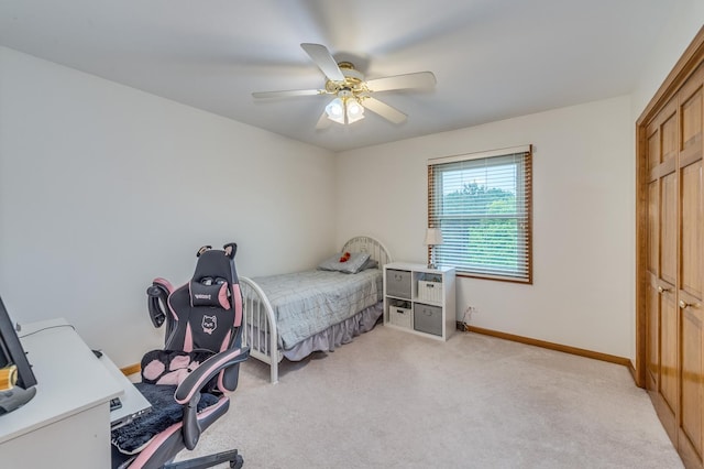 3368 Charlemaine Dr, Aurora, IL 60504 - bedroom featuring light carpet, baseboards, and ceiling fan