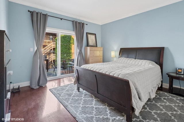 5051 N Clark St Unit 2S, Chicago, IL 60640 - bedroom featuring access to outside, ornamental molding, and wood finished floors