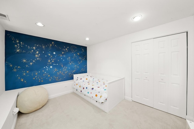 3406 W Medill Ave Unit 1, Chicago, IL 60647 - carpeted bedroom with recessed lighting, baseboards, and a closet