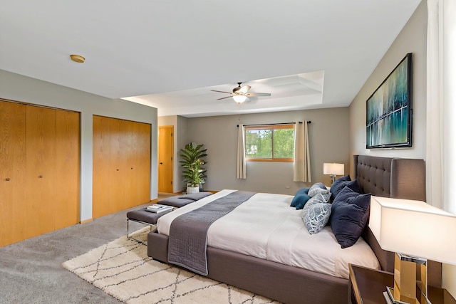 2807 Southwind Dr, New Lenox, IL 60451 - bedroom with carpet flooring, two closets, and a ceiling fan