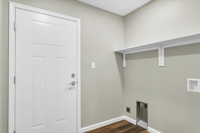 205 E Fairfield St, Fisher, IL 61843 - laundry area featuring washer hookup, dark wood finished floors, baseboards, and electric dryer hookup