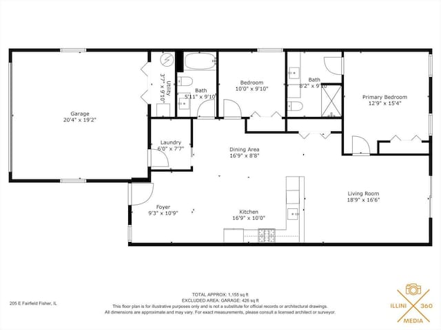 205 E Fairfield St, Fisher, IL 61843 - floor plan / room layout