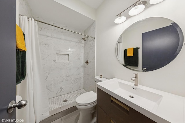 1615 N Oakley Ave Unit 2S, Chicago, IL 60647 - bathroom with vanity, toilet, and a stall shower