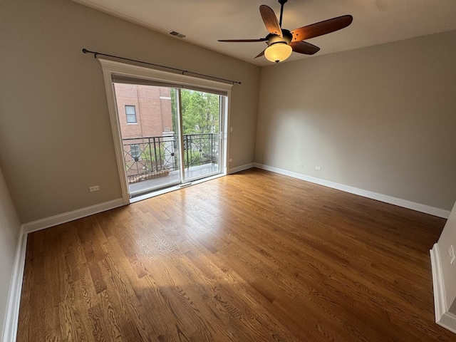 1304 N Wood St Unit 2, Chicago, IL 60622 - unfurnished room with a ceiling fan, wood finished floors, and baseboards