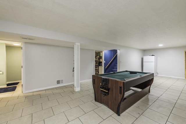 3106 Lebanon Ave, Zion, IL 60099 - rec room featuring light tile patterned floors, billiards, baseboards, and recessed lighting