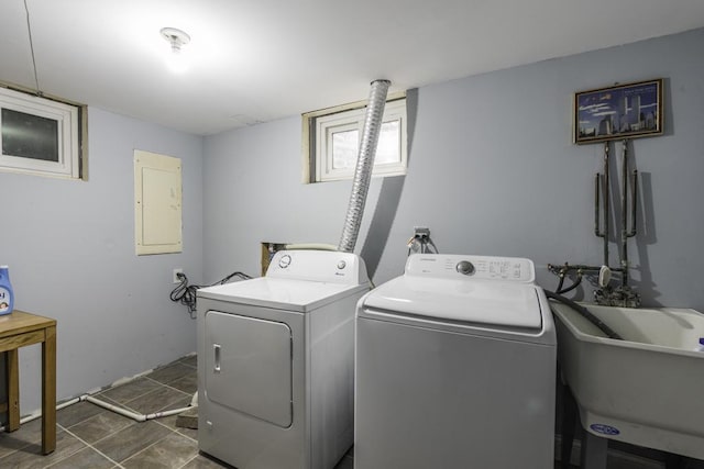 3106 Lebanon Ave, Zion, IL 60099 - washroom with washer and dryer, electric panel, and dark tile patterned floors