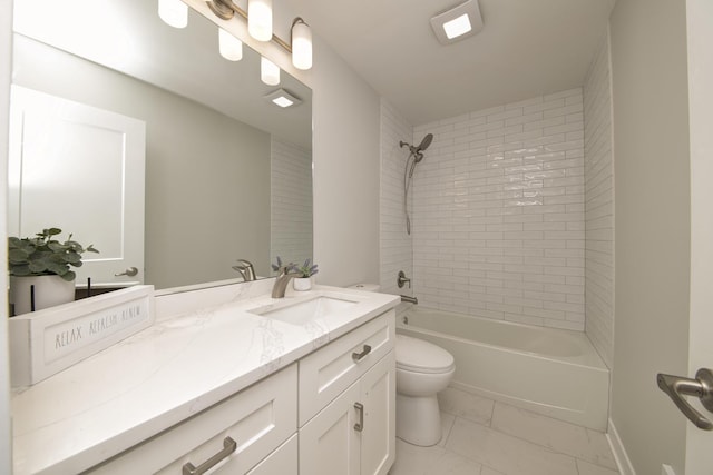 1770 Henley St Unit C, Glenview, IL 60025 - bathroom featuring marble finish flooring, vanity, toilet, shower / bathtub combination, and baseboards