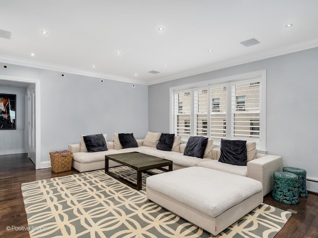3920 N Lake Shore Dr Unit 12N, Chicago, IL 60613 - living room with wood finished floors, recessed lighting, and ornamental molding