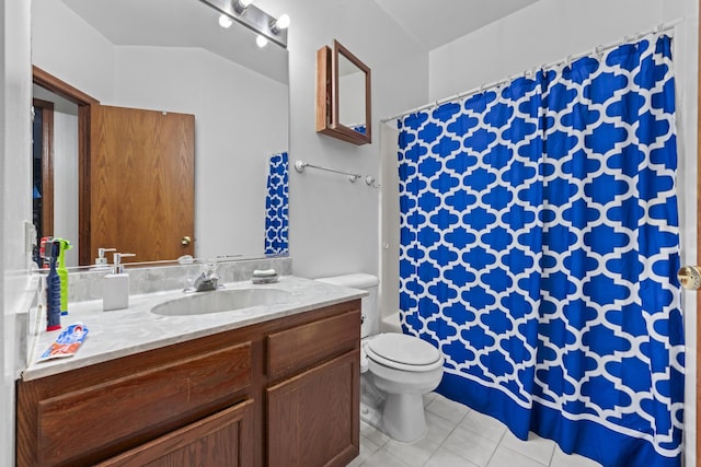 11036 Jodan Dr Unit 3D, Oak Lawn, IL 60453 - full bathroom with vanity, tile patterned floors, toilet, and a shower with shower curtain