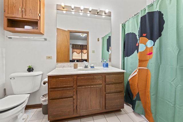 11036 Jodan Dr Unit 3D, Oak Lawn, IL 60453 - bathroom with tile patterned flooring, toilet, vanity, and curtained shower