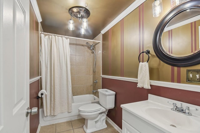 1830 W 18th St, Chicago, IL 60608 - full bathroom featuring tile patterned flooring, shower / bath combo, vanity, toilet, and baseboards