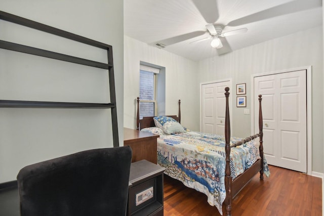 1830 W 18th St, Chicago, IL 60608 - bedroom with wood finished floors, a ceiling fan, and baseboards