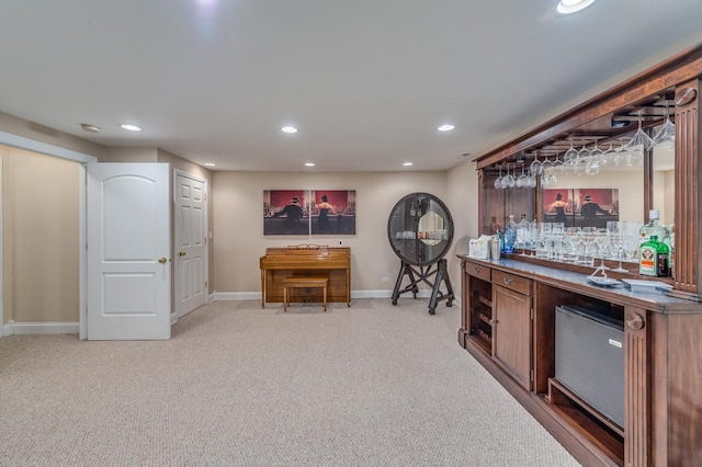 2105 Lillian Ln, Lisle, IL 60532 - indoor dry bar with baseboards, recessed lighting, and carpet