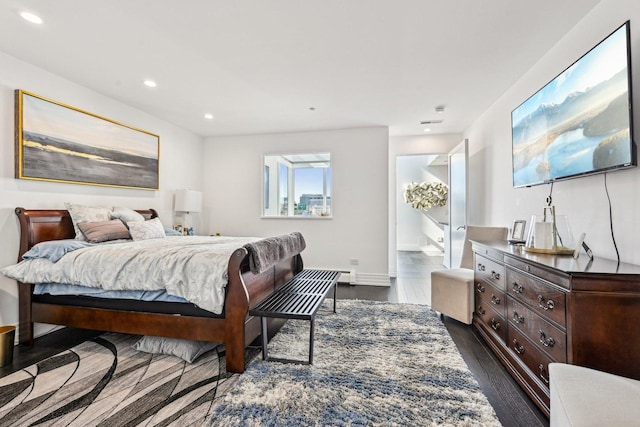 600 N Kingsbury Ave Unit 506, Chicago, IL 60610 - bedroom featuring recessed lighting, dark wood-style floors, a baseboard heating unit, and baseboards