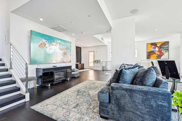 600 N Kingsbury Ave Unit 506, Chicago, IL 60610 - living area featuring wood finished floors, stairs, and recessed lighting