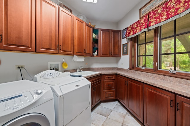 38W250 Burr Road Ln, Saint Charles, IL 60175 - laundry room featuring cabinet space, washing machine and dryer, and light tile patterned floors