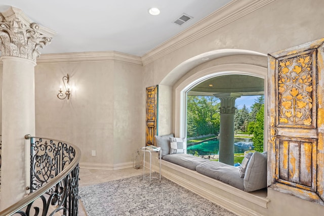 115 Carmela Ct, Bloomingdale, IL 60108 - sitting room with crown molding and ornate columns