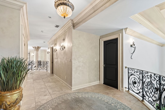 115 Carmela Ct, Bloomingdale, IL 60108 - corridor featuring ornamental molding, baseboards, and tile patterned floors