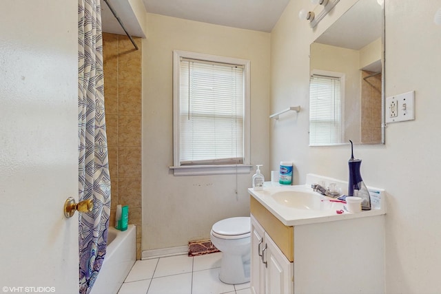 14301 S Halsted St, Riverdale, IL 60827 - full bathroom with vanity, tile patterned floors, toilet, and shower / tub combo with curtain