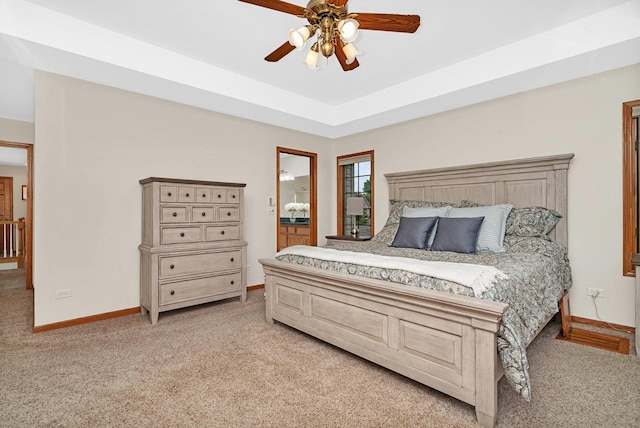 507 Cambridge Ln, Shorewood, IL 60404 - bedroom featuring light carpet, ceiling fan, and ensuite bath
