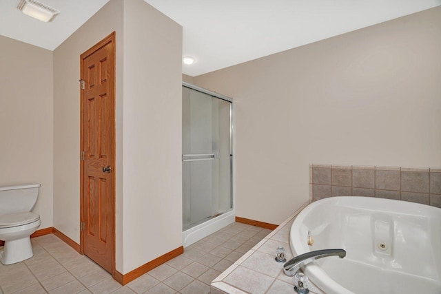 507 Cambridge Ln, Shorewood, IL 60404 - bathroom with a jetted tub, a stall shower, and tile patterned flooring