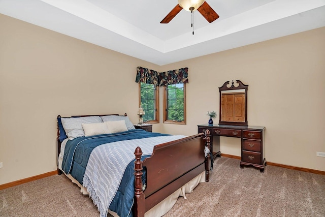507 Cambridge Ln, Shorewood, IL 60404 - carpeted bedroom featuring ceiling fan and a raised ceiling