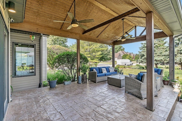 507 Cambridge Ln, Shorewood, IL 60404 - view of patio with an outdoor living space and a ceiling fan