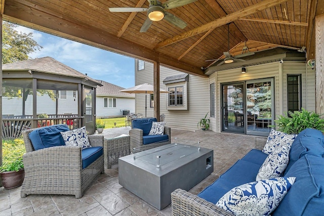 507 Cambridge Ln, Shorewood, IL 60404 - view of patio / terrace with a ceiling fan, outdoor lounge area, and a gazebo