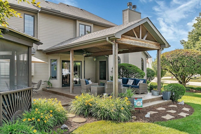 507 Cambridge Ln, Shorewood, IL 60404 - view of patio / terrace featuring outdoor lounge area and a ceiling fan