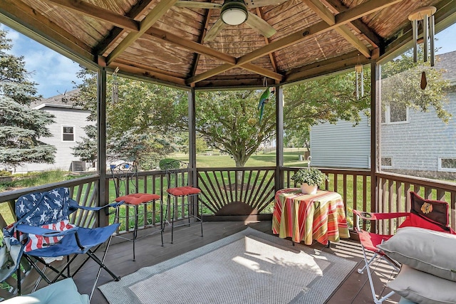 507 Cambridge Ln, Shorewood, IL 60404 - deck with a ceiling fan and a yard