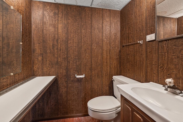 3918 213th Pl, Matteson, IL 60443 - bathroom with wood walls, toilet, and vanity