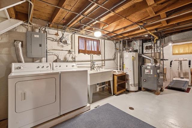 3918 213th Pl, Matteson, IL 60443 - below grade area with electric panel, gas water heater, and washer and clothes dryer