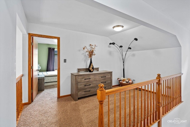 2912 Indian Springs Ct, Joliet, IL 60435 - corridor with carpet, an upstairs landing, baseboards, and lofted ceiling